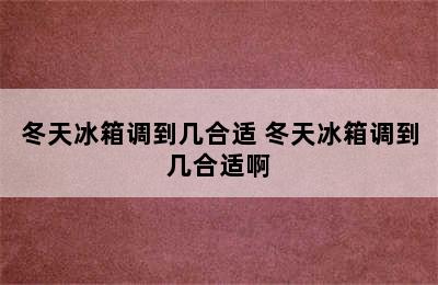 冬天冰箱调到几合适 冬天冰箱调到几合适啊